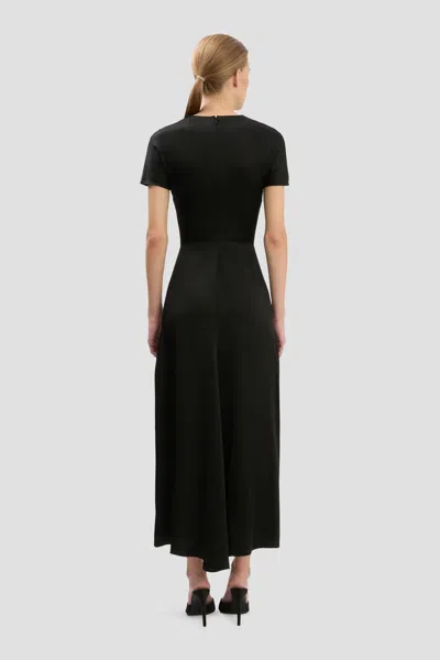 Victoria Beckham Womens Gathered Short-sleeve Stretch-woven Midi Dress Black