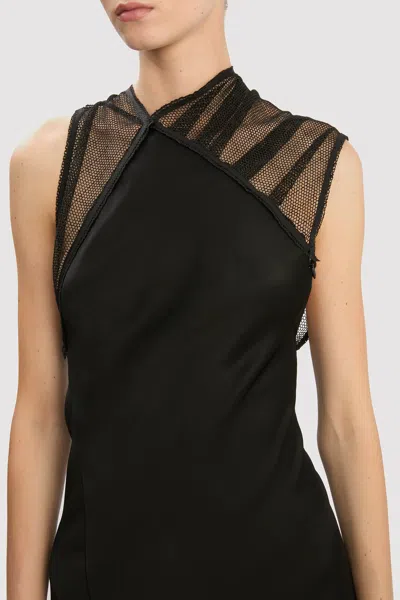 Victoria Beckham Asymmetric Mesh Trim Trumpet Gown In Black