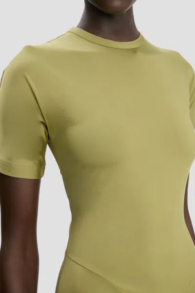 Victoria Beckham Gathered Waist Midi Dress With Knotted Detail In Green