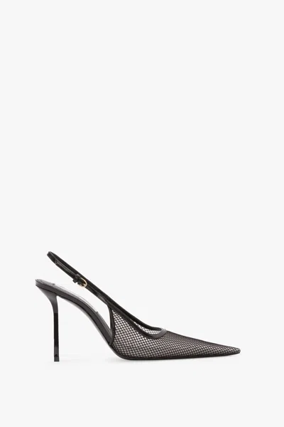 Victoria Beckham Victoria Leather-trimmed Mesh Slingback Pumps In Black