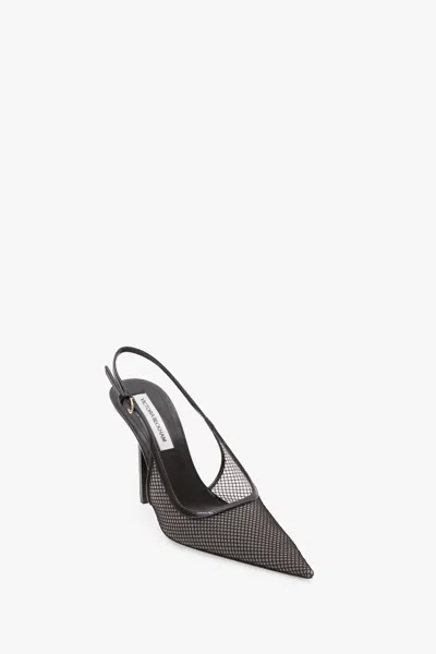 Victoria Beckham Victoria Leather-trimmed Mesh Slingback Pumps In Black