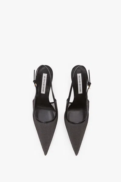 Victoria Beckham Victoria Leather-trimmed Mesh Slingback Pumps In Black