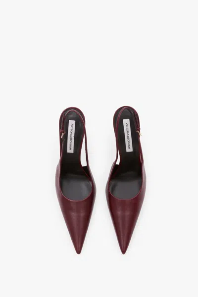 Victoria Beckham Victoria Leather Slingback Pumps In Burgundy