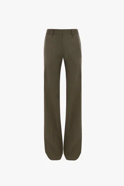 Victoria Beckham Tailored Straight Leg Trouser In Sage Melange In Green
