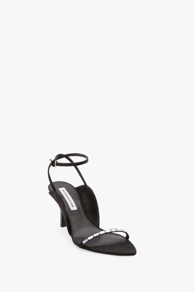 Victoria Beckham Eliza Crystal-embellished Satin Sandals In Black