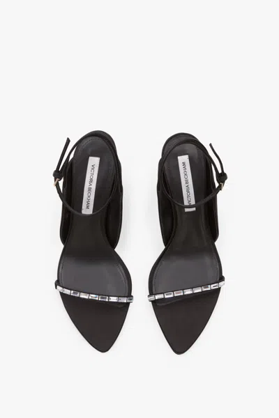Victoria Beckham Eliza Crystal-embellished Satin Sandals In Black