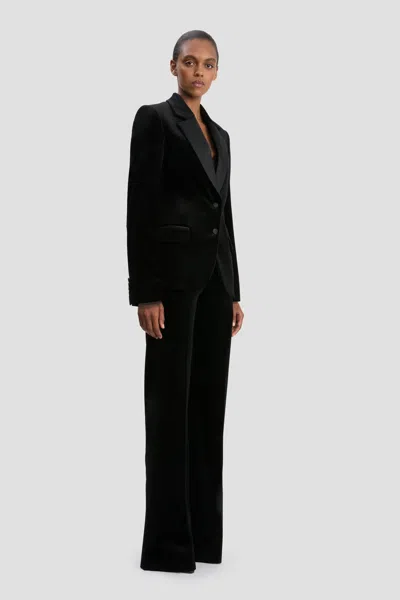 Victoria Beckham Single-breasted Velvet Tuxedo Jacket In Multi