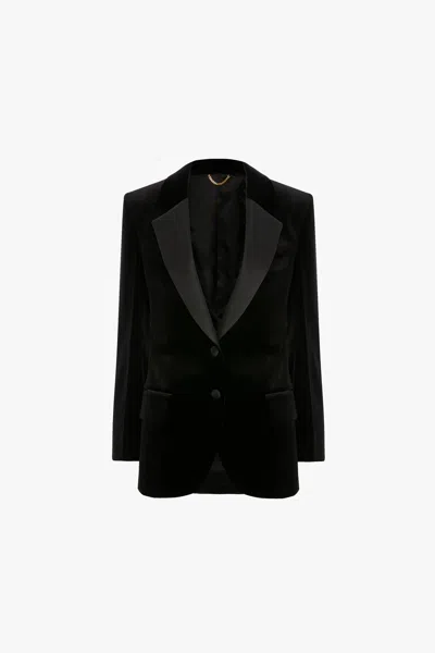 Victoria Beckham Single-breasted Velvet Tuxedo Jacket In Multi