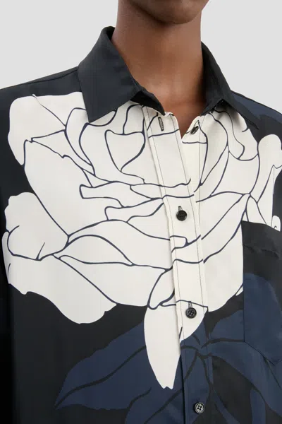 Victoria Beckham Floral Shirt Long Sleeves Collared Neck Pocket In Blue