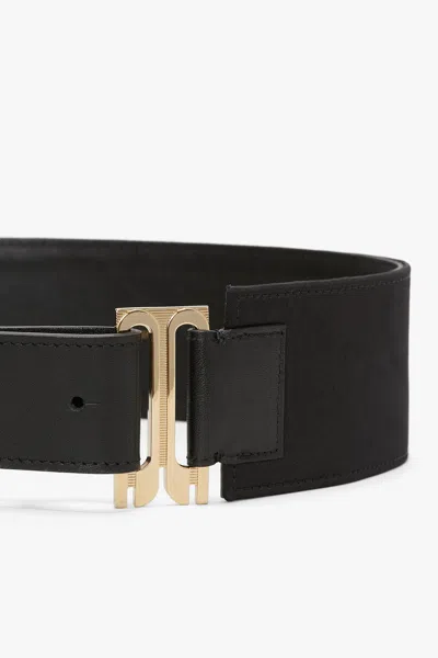Victoria Beckham Dorian Wide Leather Tuxedo Belt In Black