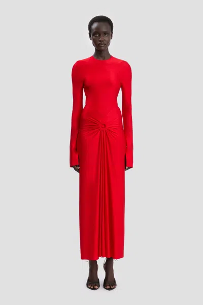 Victoria Beckham Womens Cardinal Red Zip-front Cut-out Stretch-jersey Maxi Dress In Multi