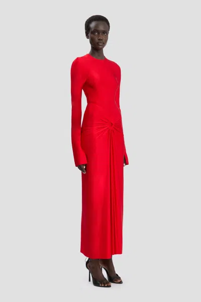 Victoria Beckham Womens Cardinal Red Zip-front Cut-out Stretch-jersey Maxi Dress In Multi