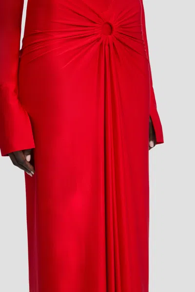 Victoria Beckham Womens Cardinal Red Zip-front Cut-out Stretch-jersey Maxi Dress In Multi