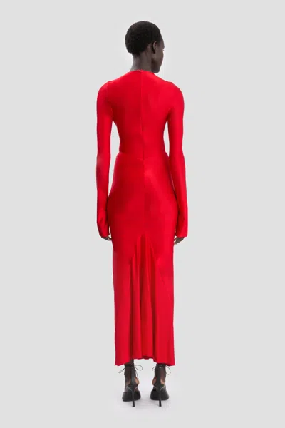 Victoria Beckham Womens Cardinal Red Zip-front Cut-out Stretch-jersey Maxi Dress In Multi