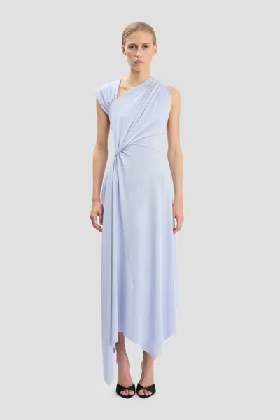 Victoria Beckham Sleeveless Twisted Asymmetric Midi Dress In Blue