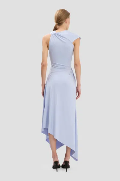 Victoria Beckham Sleeveless Twisted Asymmetric Midi Dress In Blue