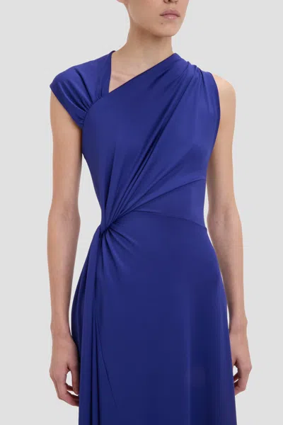 Victoria Beckham Cap Sleeve Midi Dress In Bright Indigo In Blue
