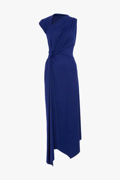 Victoria Beckham Cap Sleeve Midi Dress In Bright Indigo In Blue