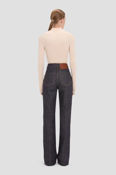 Victoria Beckham Mila Ribbed-knit Zip-up Top In Neutral