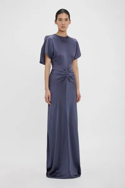 Victoria Beckham Womens Eclipse Isabella Ruched Satin Gown In Blue