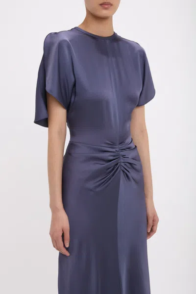 Victoria Beckham Womens Eclipse Isabella Ruched Satin Gown In Blue