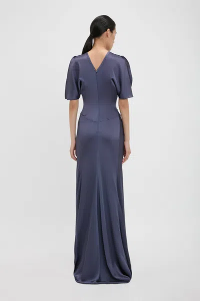 Victoria Beckham Womens Eclipse Isabella Ruched Satin Gown In Blue