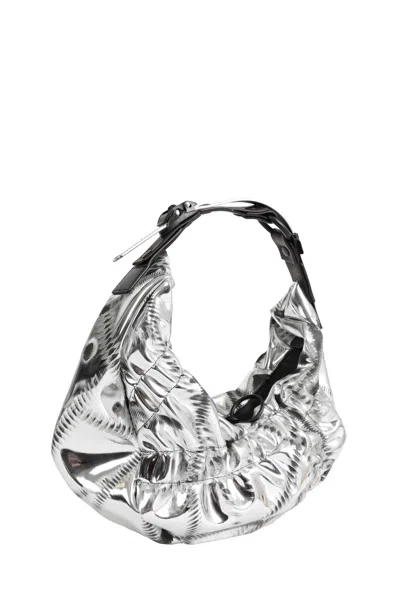 Innerraum Object Hm2 Small Crunch Half Moon Bag In Silver