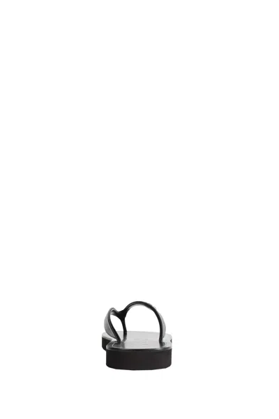 Gucci Black Nappa Leather Platform Thong Sandals With Double G In Black
