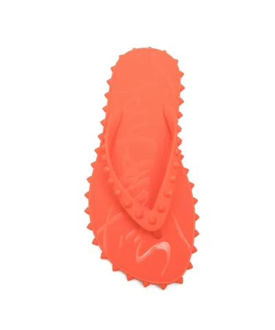 Christian Louboutin Loubi Donna Spike Red Sole Flip Flops In Orange