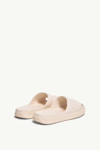 Moncler Platform Logo Slides Open Toe Rubber Sole In White