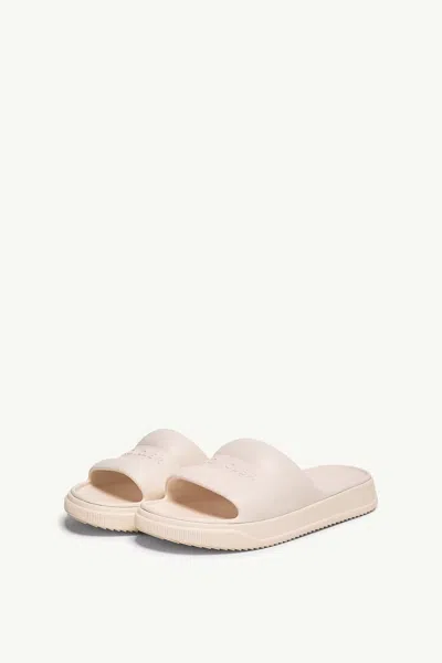 Moncler Platform Logo Slides Open Toe Rubber Sole In White