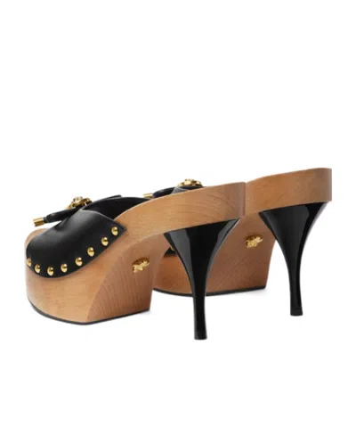 Versace Opera Bow Clogs In Black