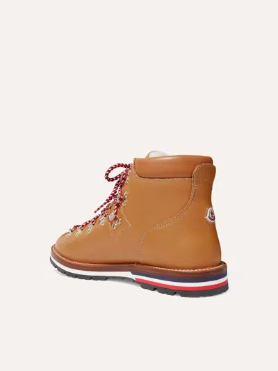 Moncler Blanche Shearling-lined Leather Ankle Boots In Brown
