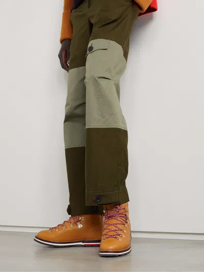Moncler Blanche Shearling-lined Leather Ankle Boots In Brown