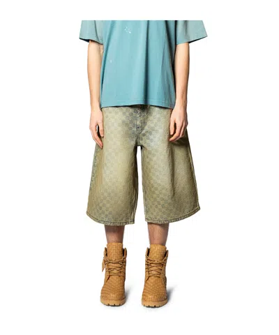 Misbhv Patterned Denim Shorts In Green