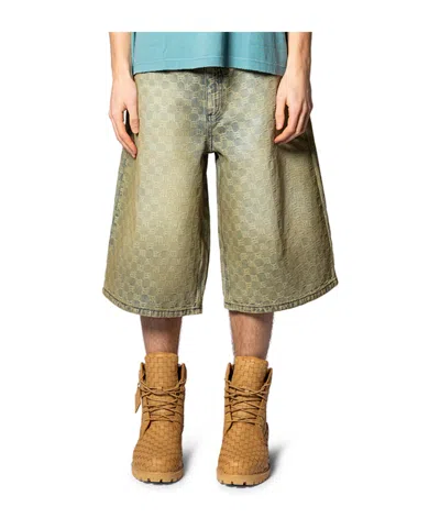 Misbhv Patterned Denim Shorts In Green