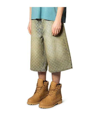 Misbhv Patterned Denim Shorts In Green