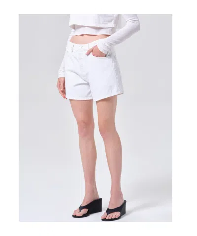 Agolde Five-pocket Denim Shorts In White