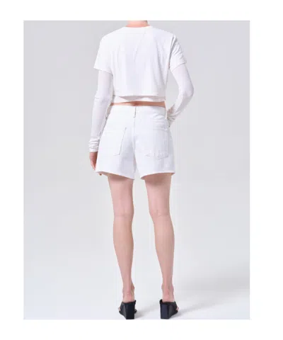 Agolde Five-pocket Denim Shorts In White