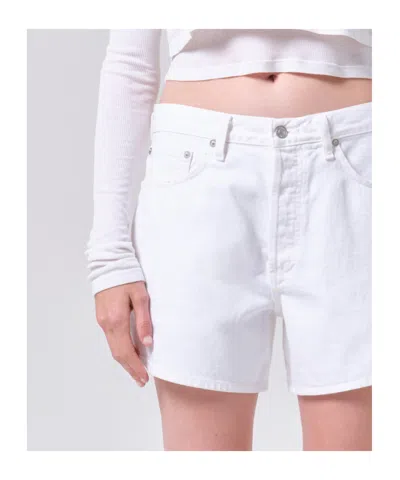 Agolde Five-pocket Denim Shorts In White