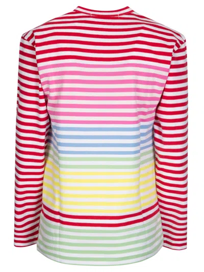 Comme Des Garçons Cotton Stripe Colored Pattern Tee In Multi
