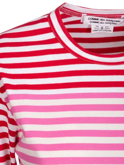 Comme Des Garçons Cotton Stripe Colored Pattern Tee In Multi