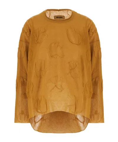 Uma Wang Raised-pattern Sweater In Yellow