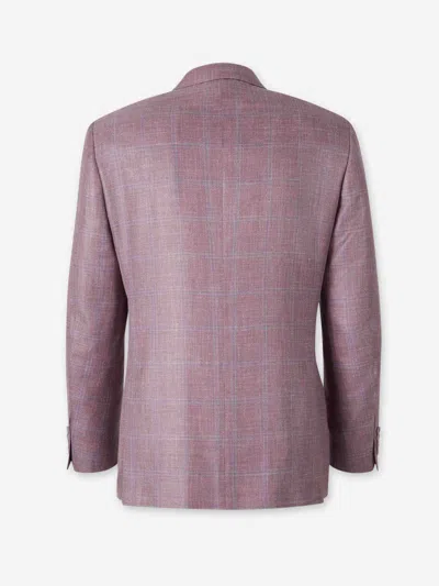 Canali Check-pattern Blazer In Purple