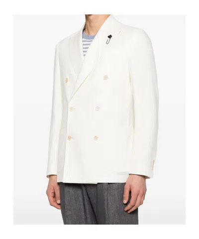 Lardini Double-breasted Suit Jacket In White