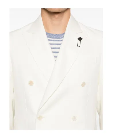 Lardini Double-breasted Suit Jacket In White