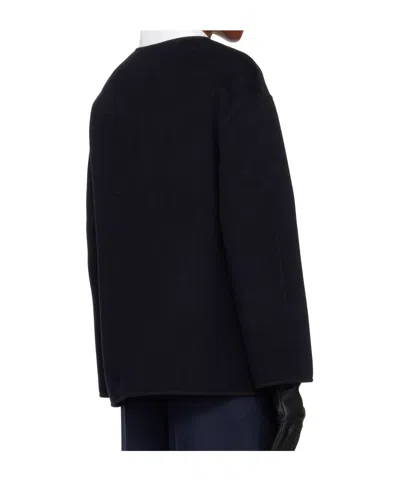 Rohe Mandarin Double-faced Wool Jacket Navy In Blue