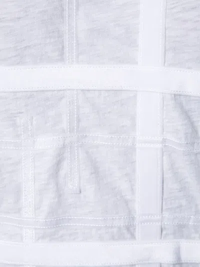 Comme Des Garçons White Checks Crew Neck Top In White