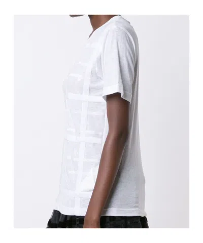 Comme Des Garçons White Checks Crew Neck Top In White
