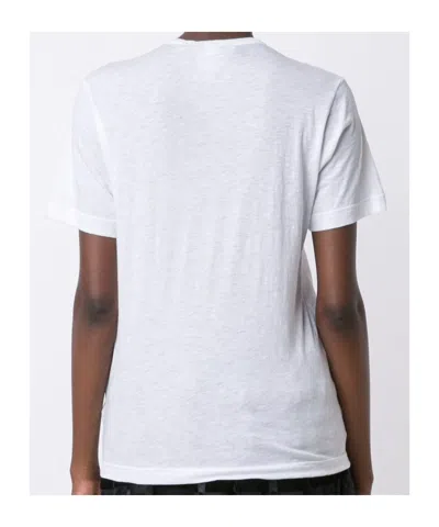 Comme Des Garçons White Checks Crew Neck Top In White